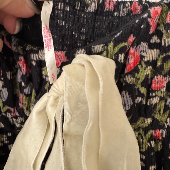 Free People Floral Boho Mini Dress Tie Front Puff Sleeve - Picture 5 of 5